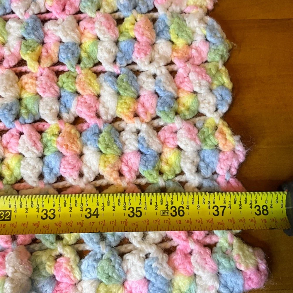 Hand Crocheted Baby Blanket Pastel Colors Tassels Crib Toddler‎ Throw